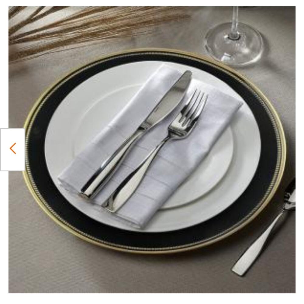 NWT 4 piece Black/Gold Edge Plates 13"